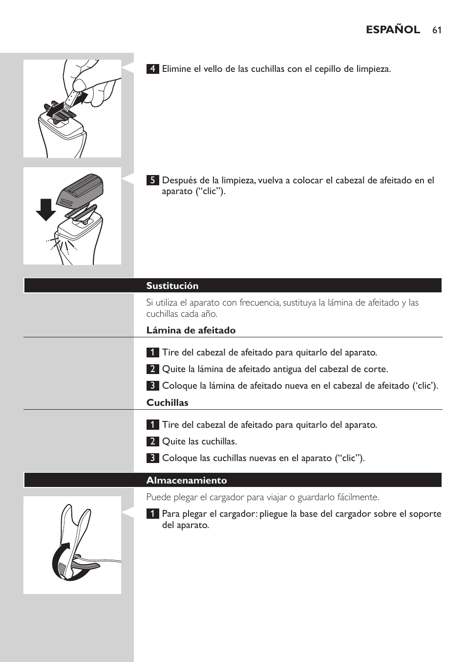 Philips StyleShaver Perfilador y afeitadora resistente al agua User Manual | Page 61 / 158