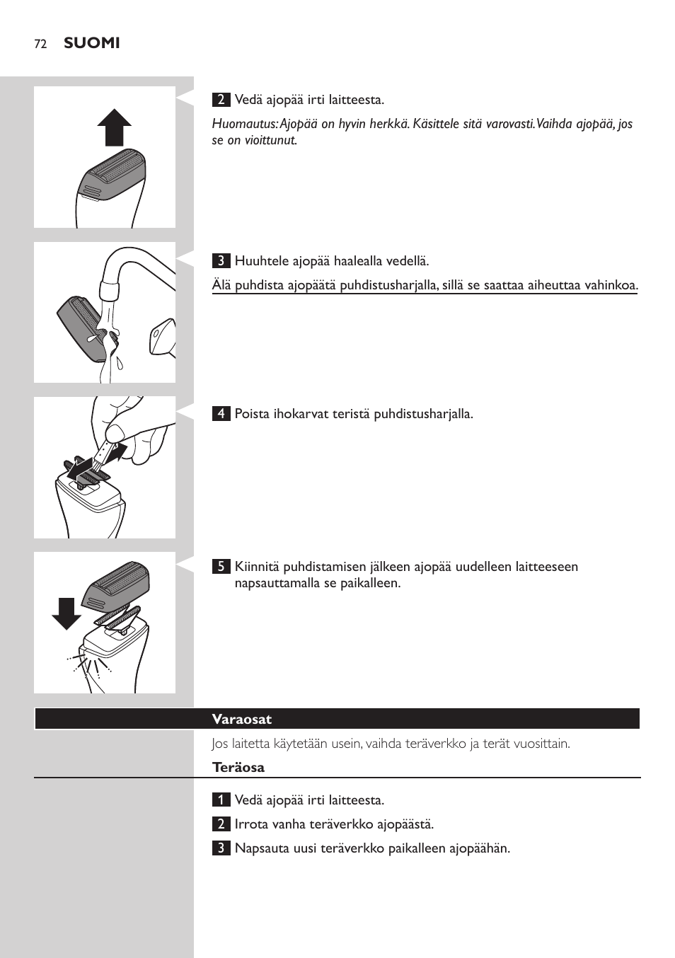 Philips StyleShaver Perfilador y afeitadora resistente al agua User Manual | Page 72 / 158