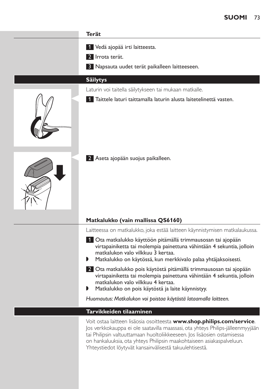 Philips StyleShaver Perfilador y afeitadora resistente al agua User Manual | Page 73 / 158