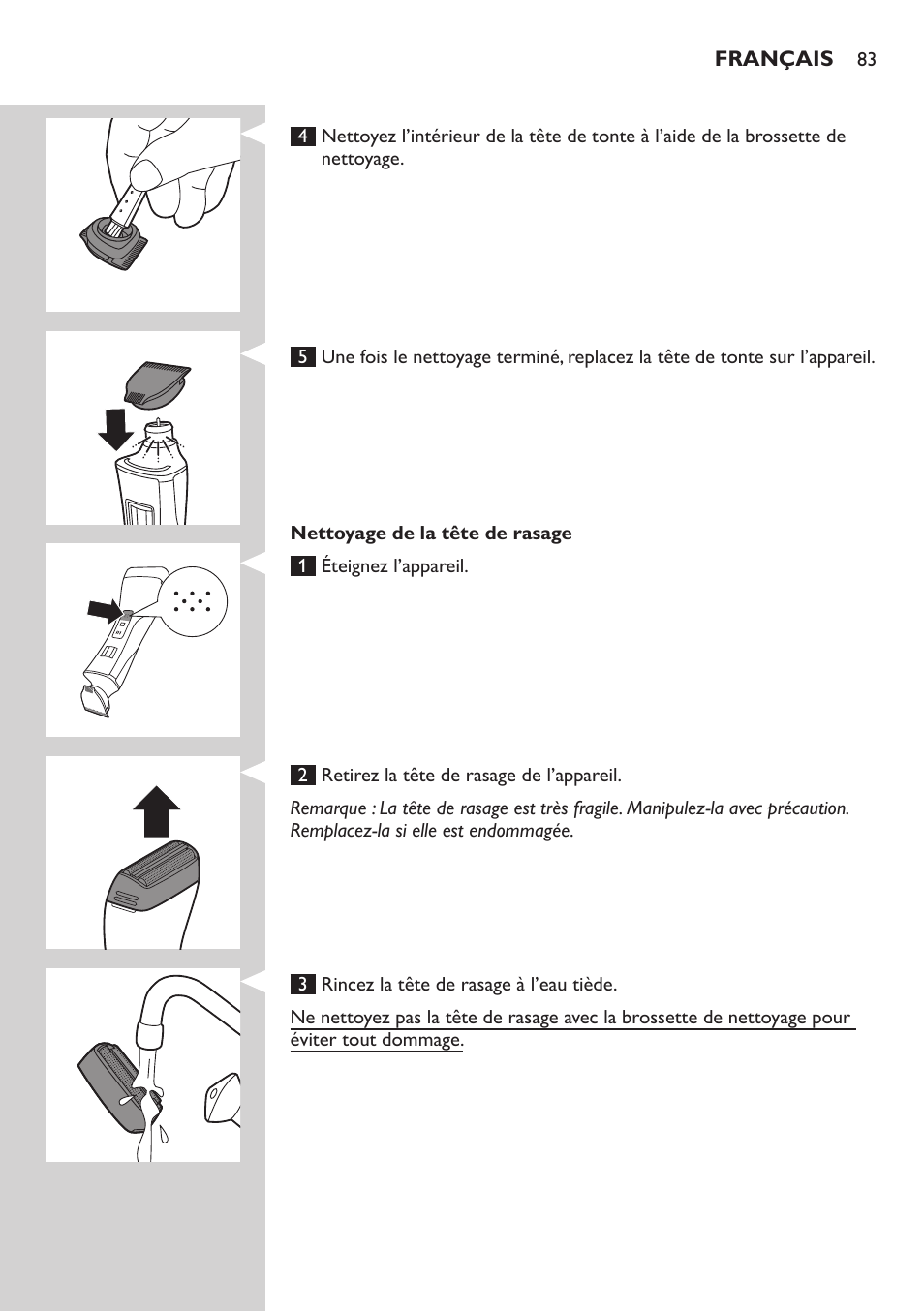 Philips StyleShaver Perfilador y afeitadora resistente al agua User Manual | Page 83 / 158