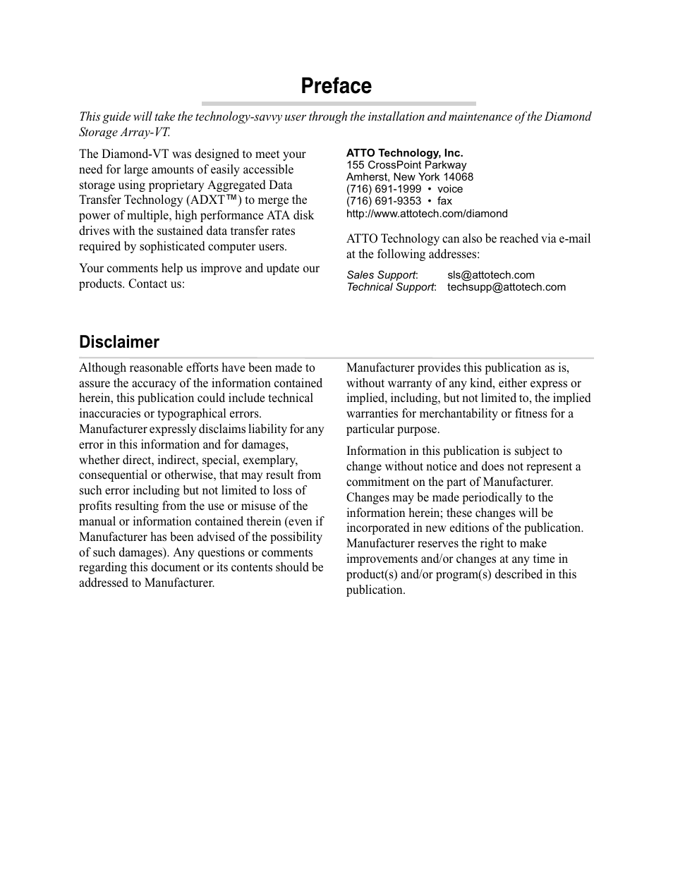 ATTO Technology Diamond Storage Array VT-Class User Manual | Page 10 / 96