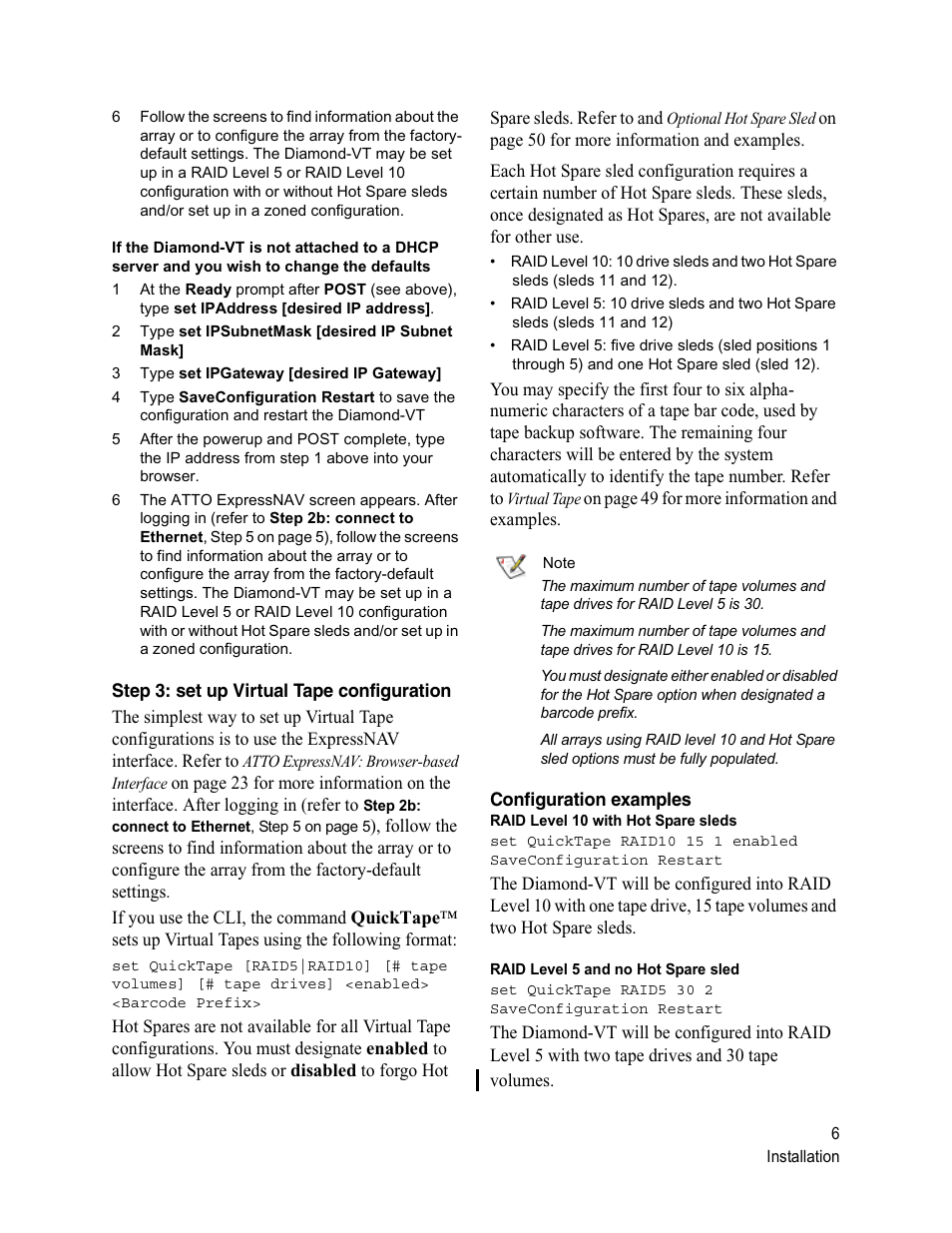 Step 3: set up virtual tape configuration, Configuration examples | ATTO Technology Diamond Storage Array VT-Class User Manual | Page 17 / 96