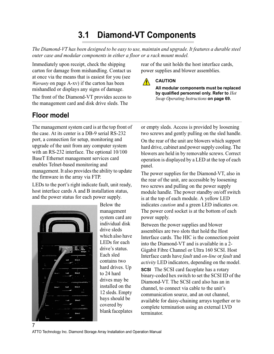 1 diamond-vt components, Floor model | ATTO Technology Diamond Storage Array VT-Class User Manual | Page 18 / 96