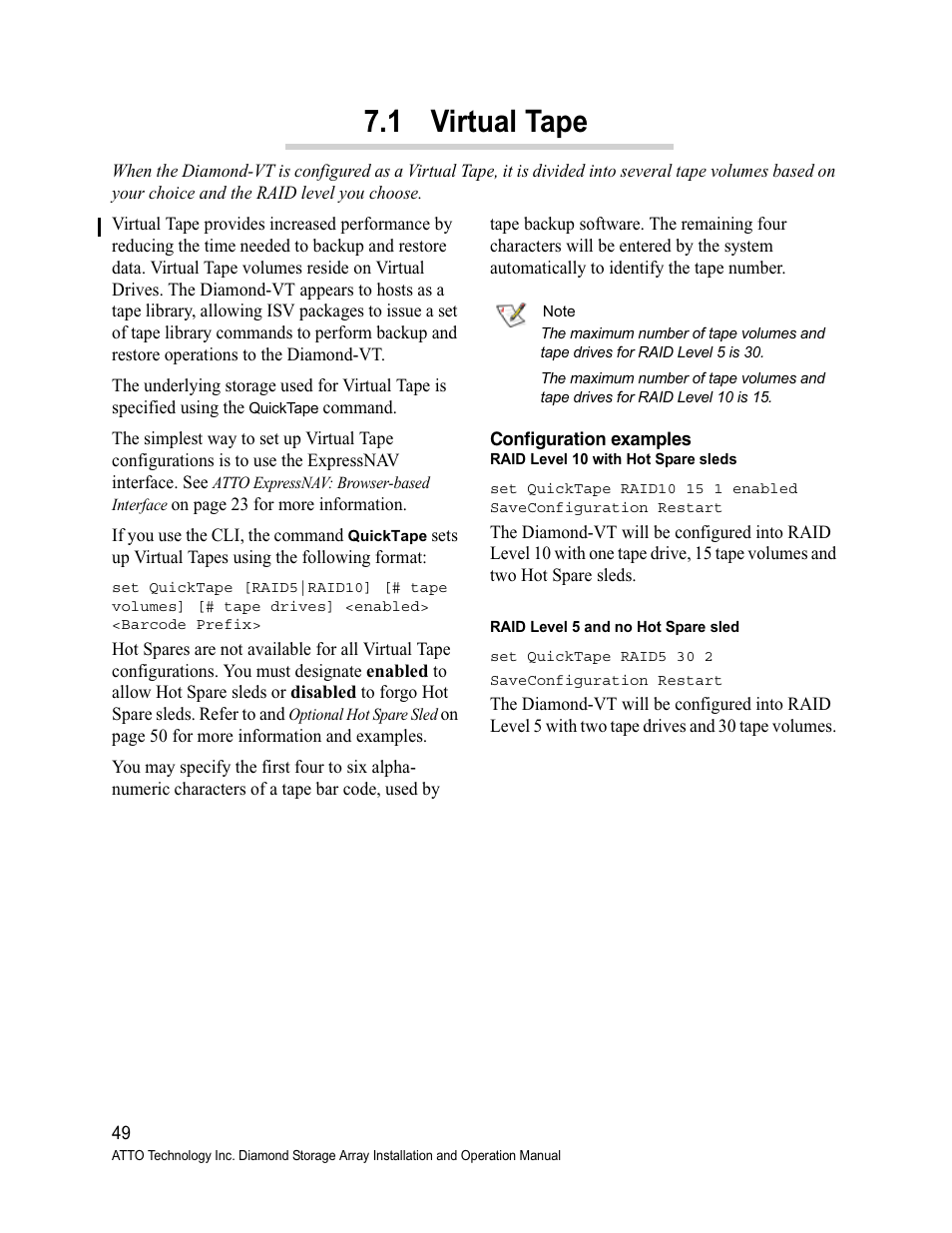 1 virtual tape, Configuration examples, Virtual tape | ATTO Technology Diamond Storage Array VT-Class User Manual | Page 60 / 96