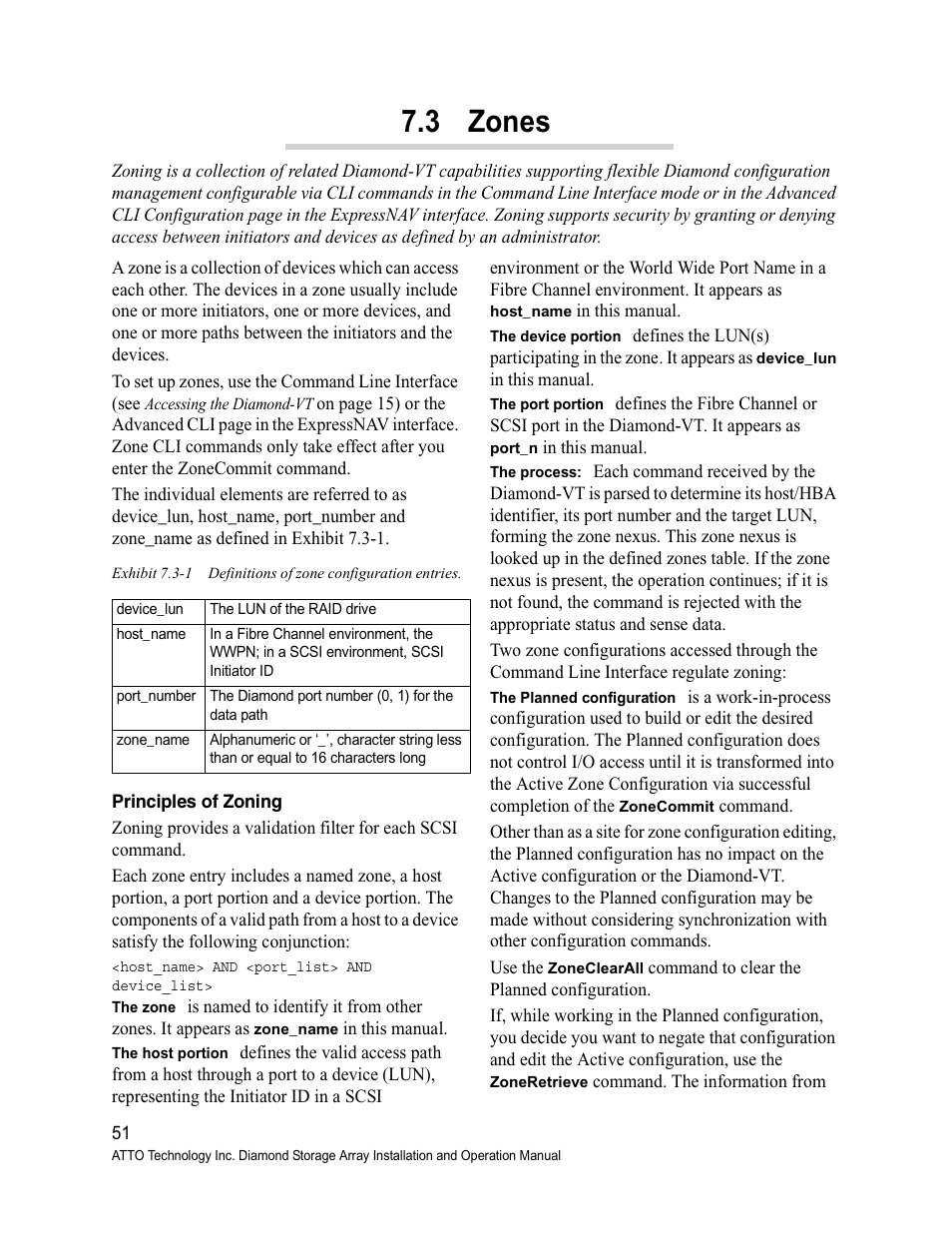 Principles of zoning, 3 zones, Zones | ATTO Technology Diamond Storage Array VT-Class User Manual | Page 62 / 96