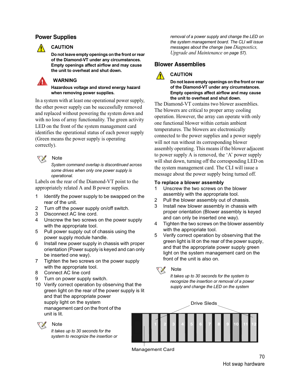 Power supplies, Blower assemblies, Power supplies blower assemblies | ATTO Technology Diamond Storage Array VT-Class User Manual | Page 81 / 96