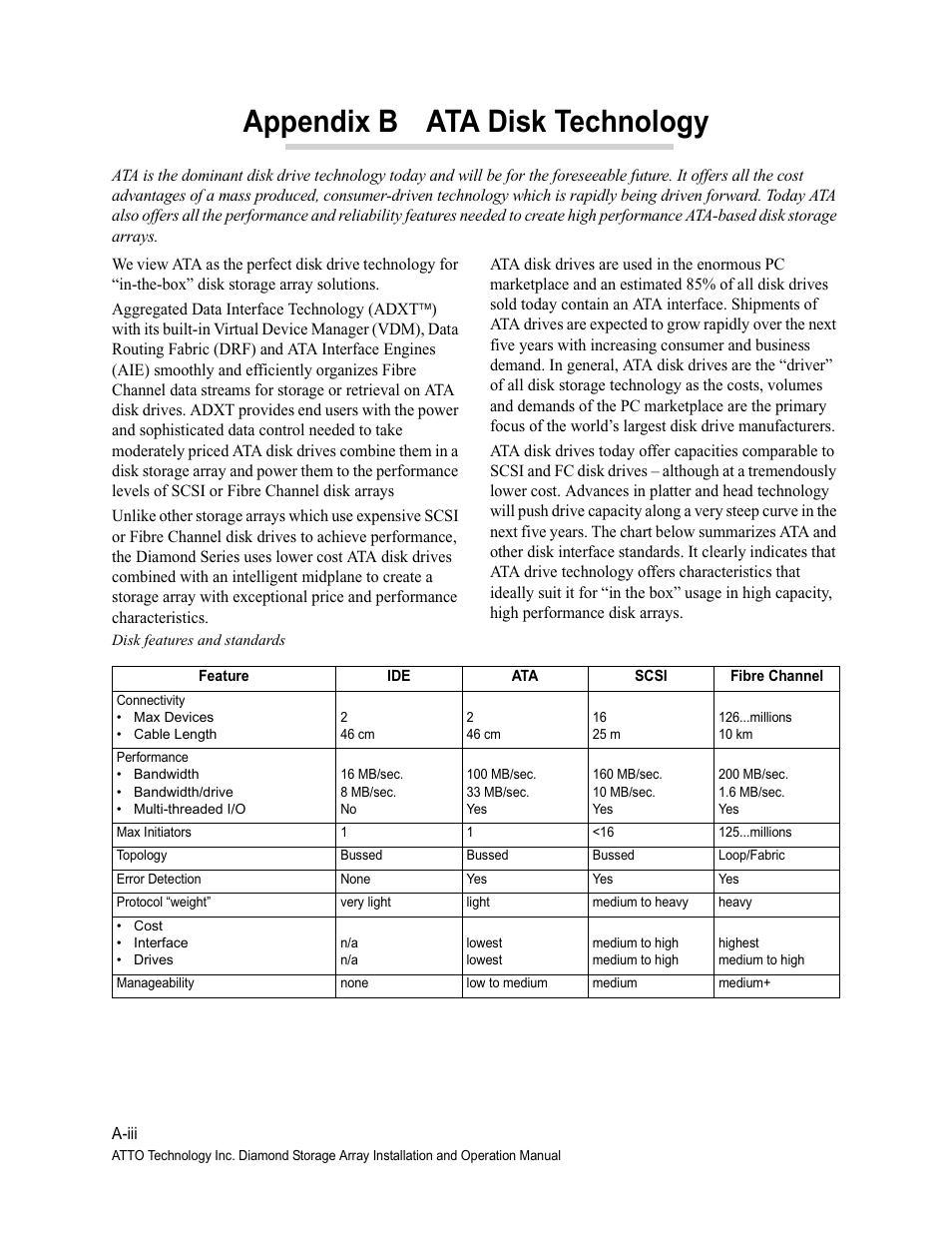 Appendix b ata disk technology | ATTO Technology Diamond Storage Array VT-Class User Manual | Page 84 / 96