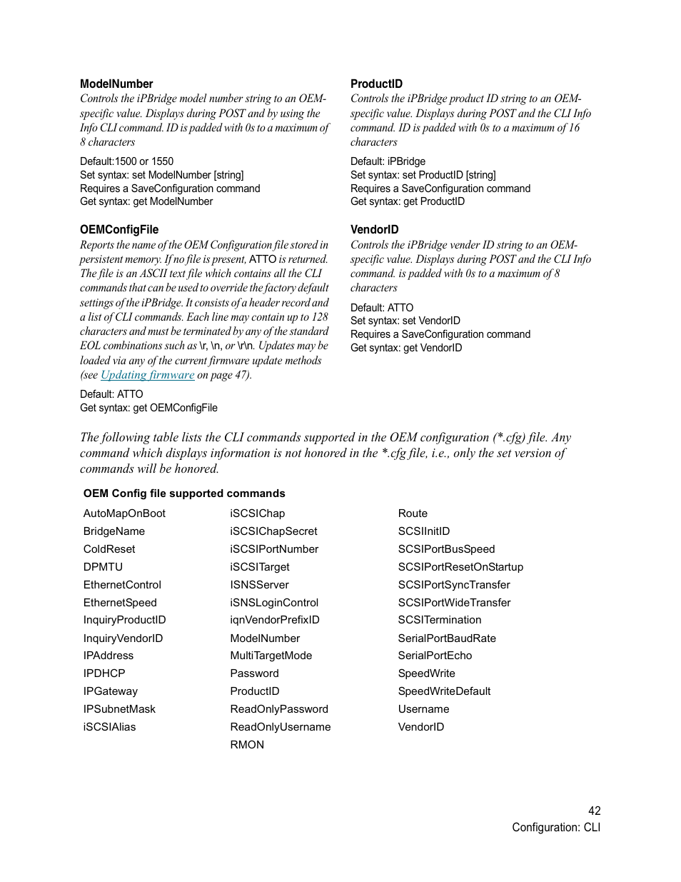 Modelnumber, Oemconfigfile, Productid | Vendorid, Modelnumber oemconfigfile productid vendorid | ATTO Technology 1500D/E User Manual | Page 51 / 62