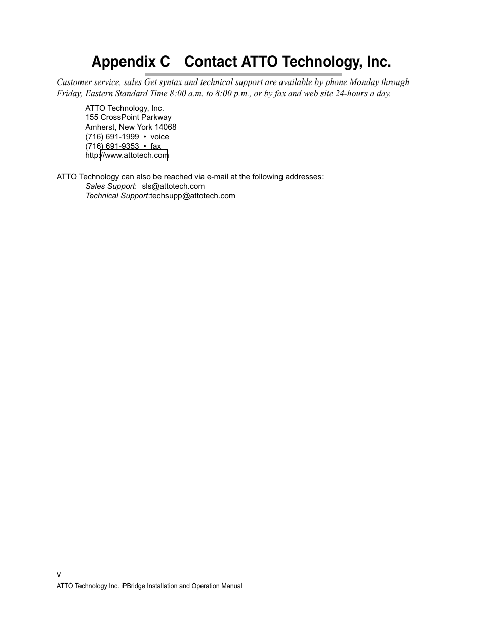 Appendix c contact atto technology, inc | ATTO Technology 1500D/E User Manual | Page 62 / 62
