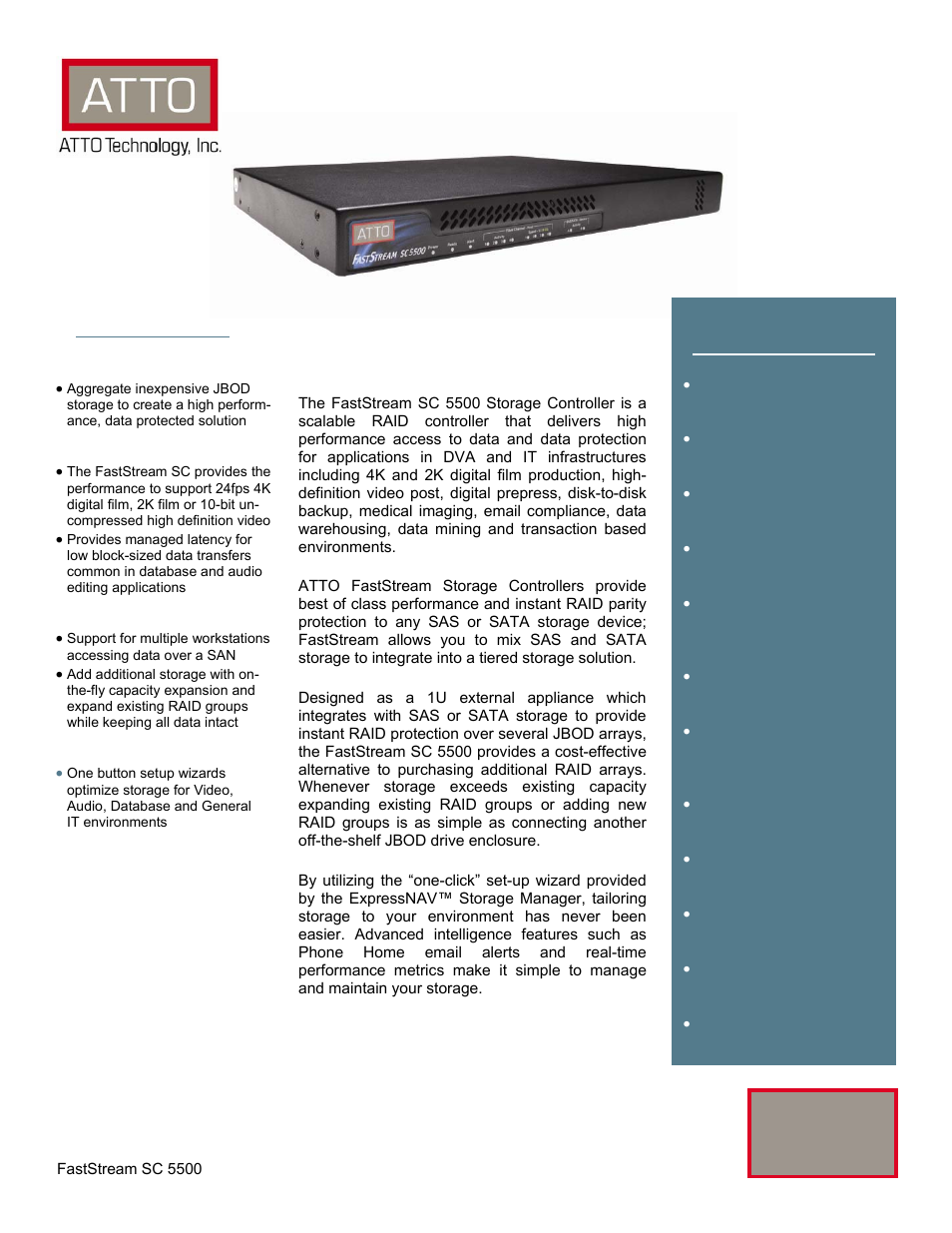 ATTO Technology FastStream SC 5500 User Manual | 2 pages