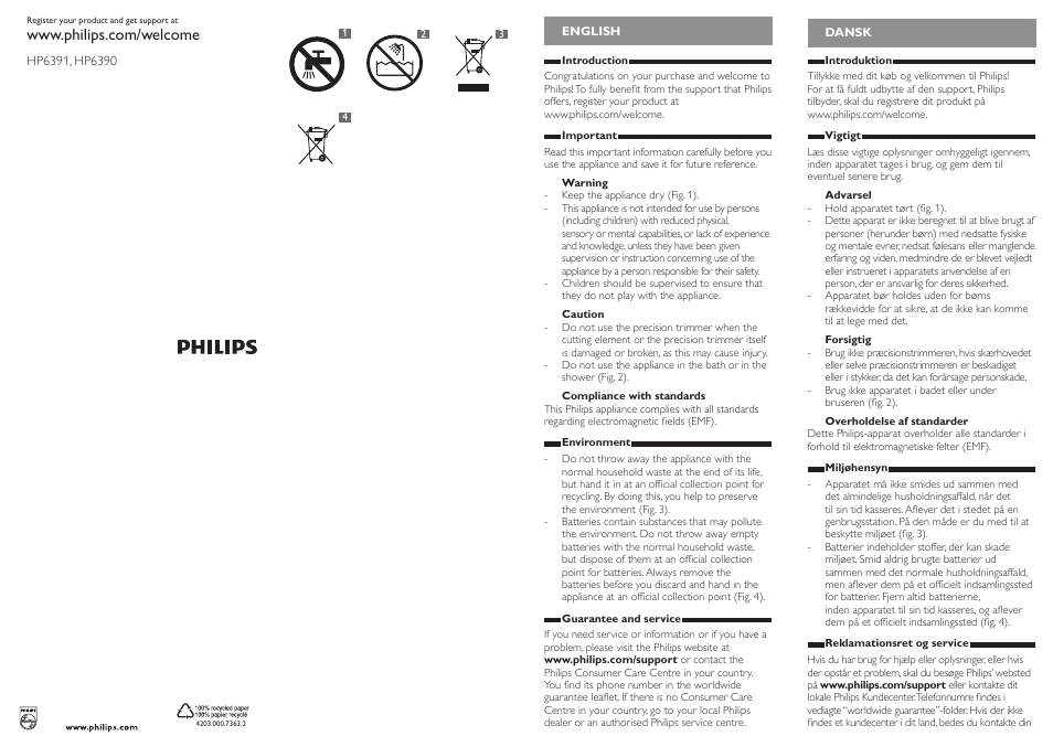 Philips Precision trimmer Accesorio recortador de precisión User Manual | 5 pages