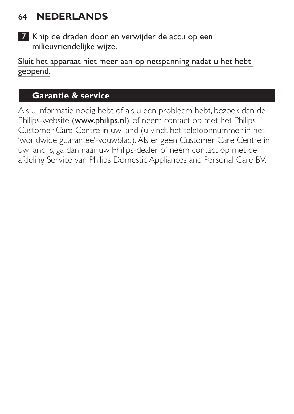 Garantie & service | Philips HAIRCLIPPER Series 1000 Cortapelos Super-Easy User Manual | Page 64 / 92