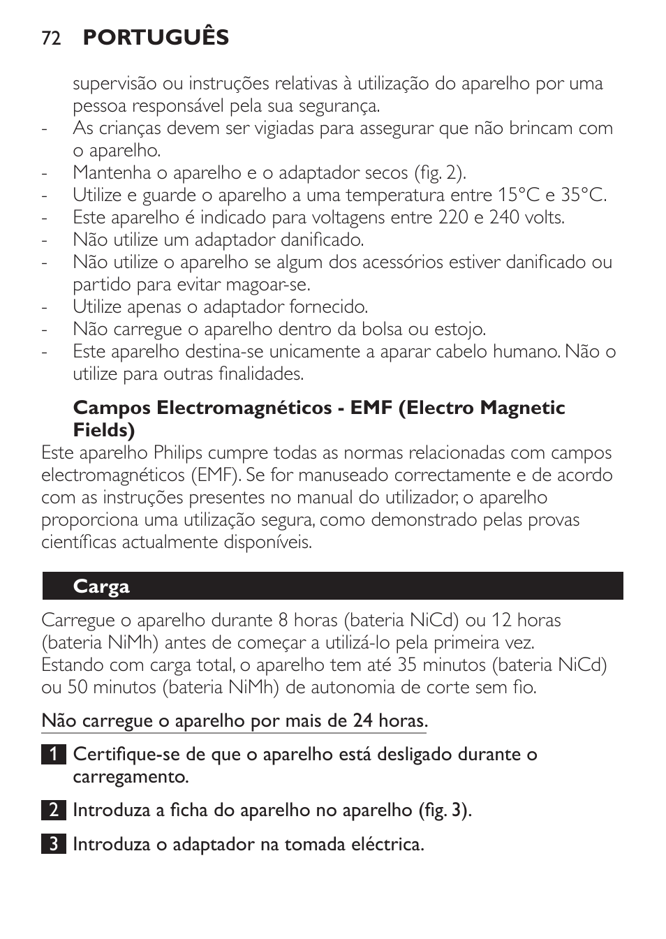 Carga | Philips HAIRCLIPPER Series 1000 Cortapelos Super-Easy User Manual | Page 72 / 92