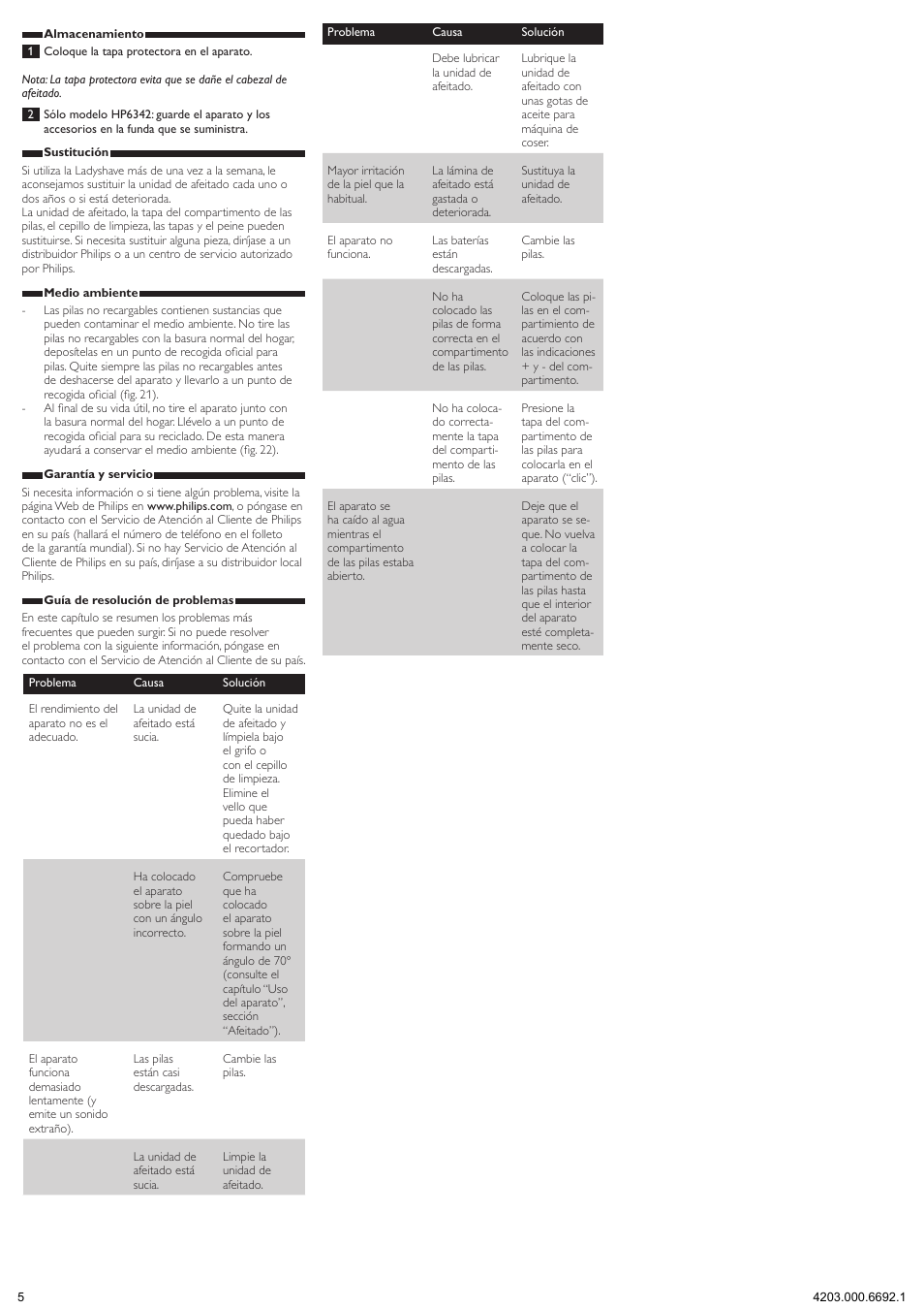 Philips Ladyshave User Manual | Page 5 / 9