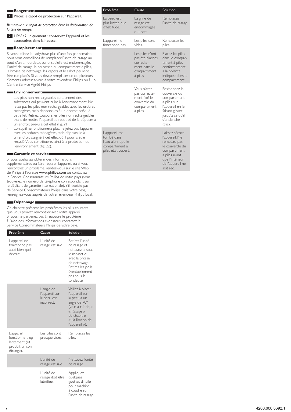 Philips Ladyshave User Manual | Page 7 / 9