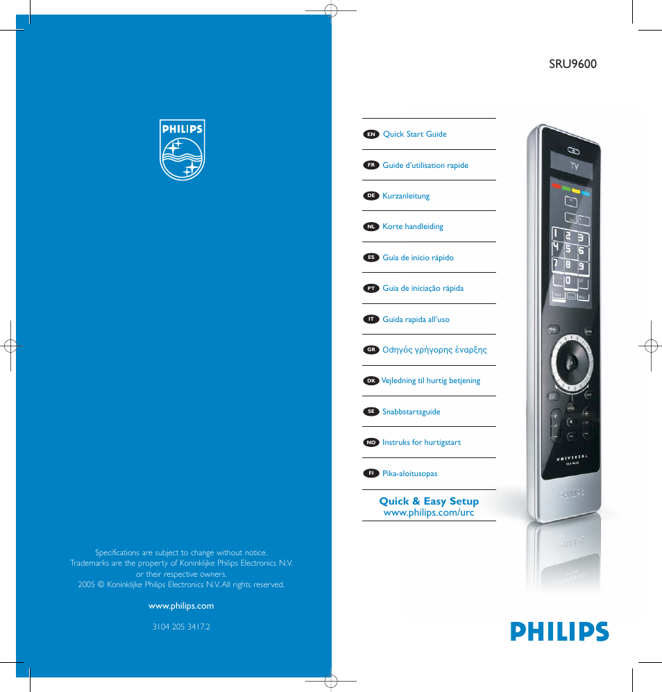 Philips Prestigo Mando a distancia universal User Manual | 3 pages