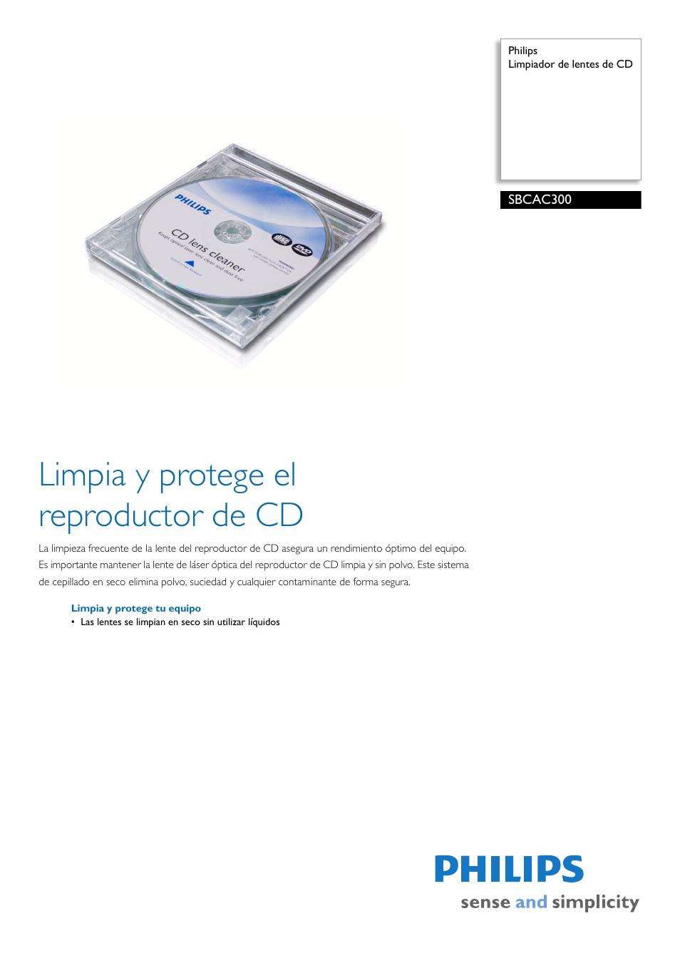 Philips Limpiador de lentes de CD User Manual | 2 pages