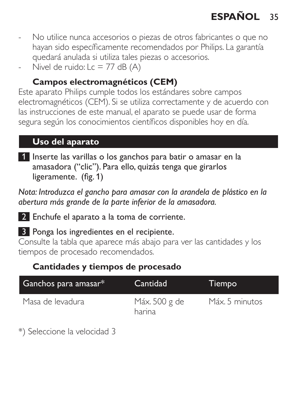 Philips Daily Collection Amasadora de mano User Manual | Page 35 / 126