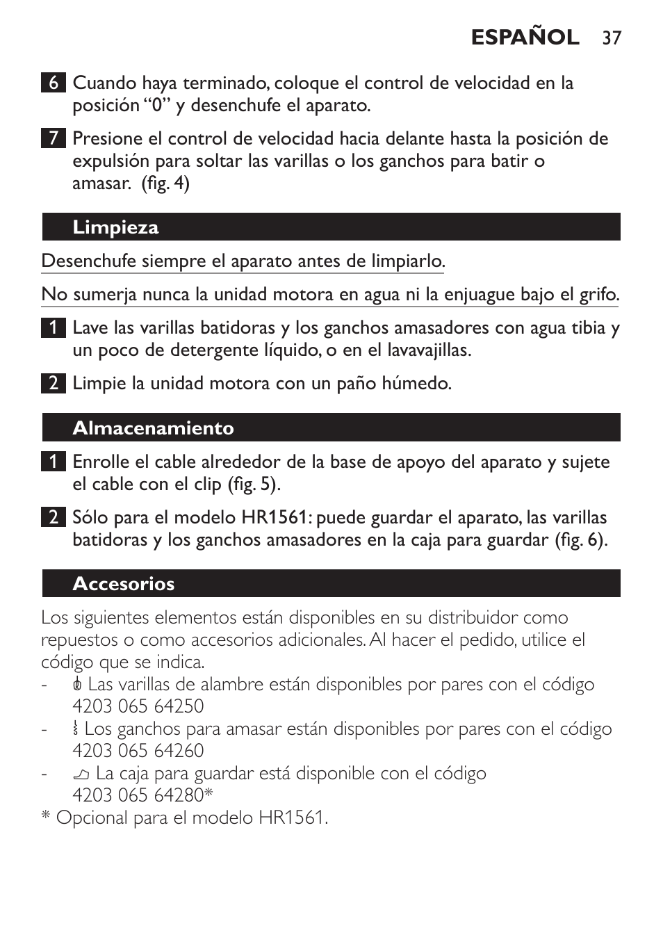Philips Daily Collection Amasadora de mano User Manual | Page 37 / 126