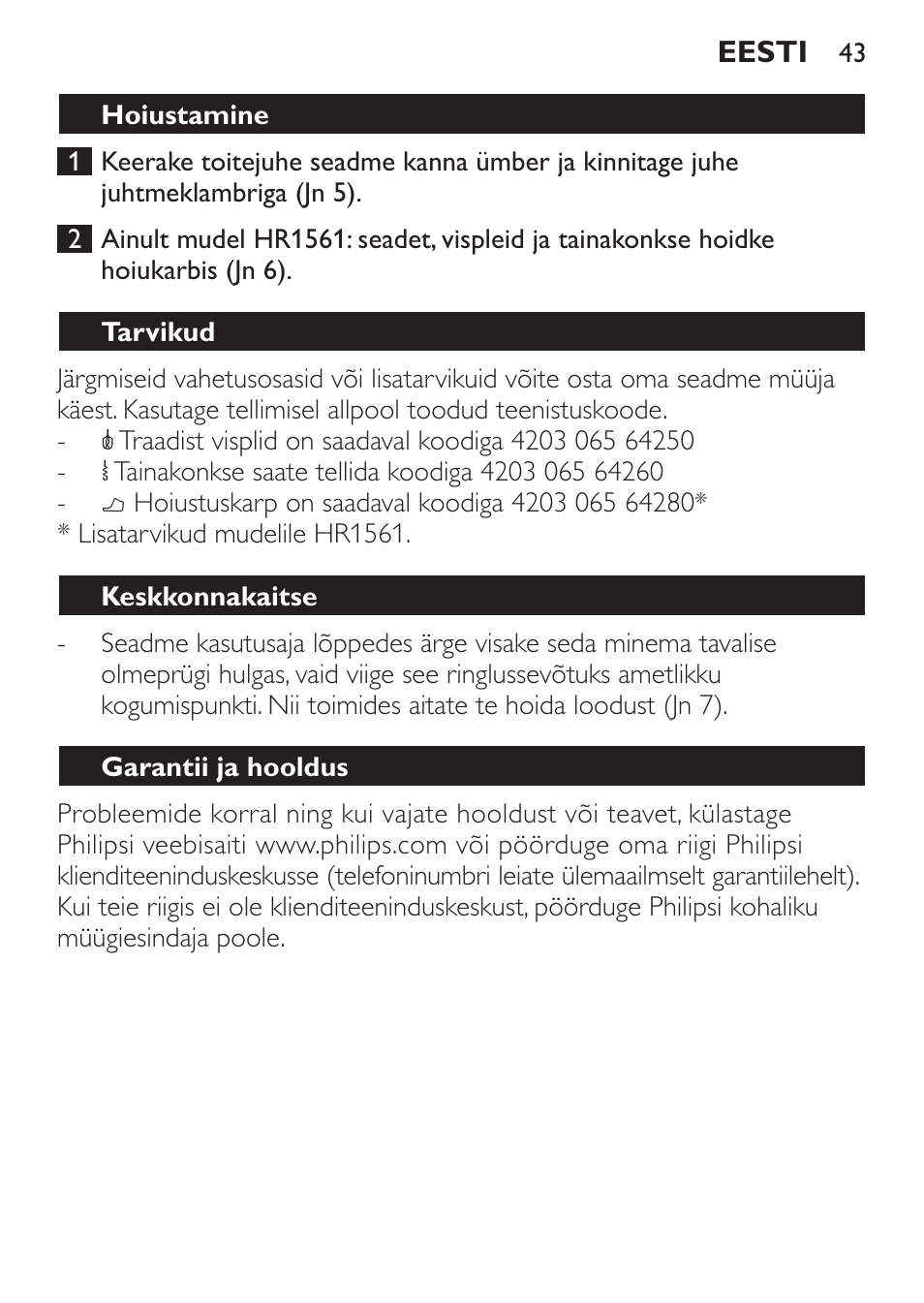 Philips Daily Collection Amasadora de mano User Manual | Page 43 / 126