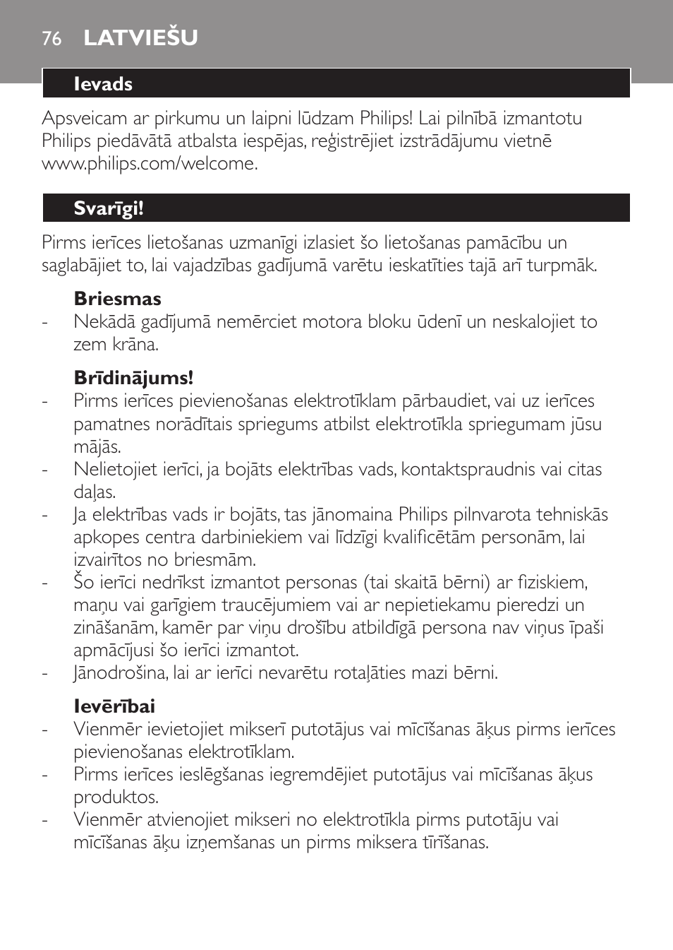 Latviešu, Latviešu 76 | Philips Daily Collection Amasadora de mano User Manual | Page 76 / 126