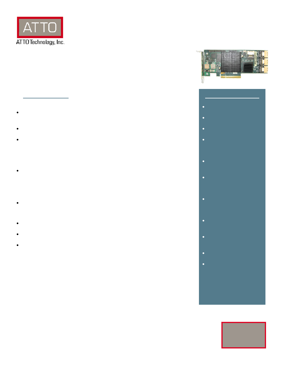 ATTO Technology ExpressSAS 16 Port SAS Host Adapter H30F User Manual | 2 pages
