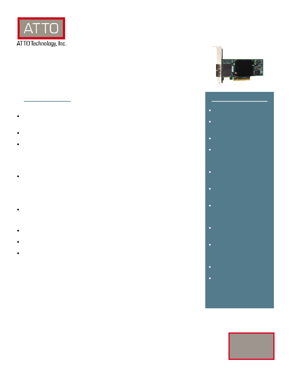 ATTO Technology Low Profile SAS Host Adapter H380 User Manual | 2 pages