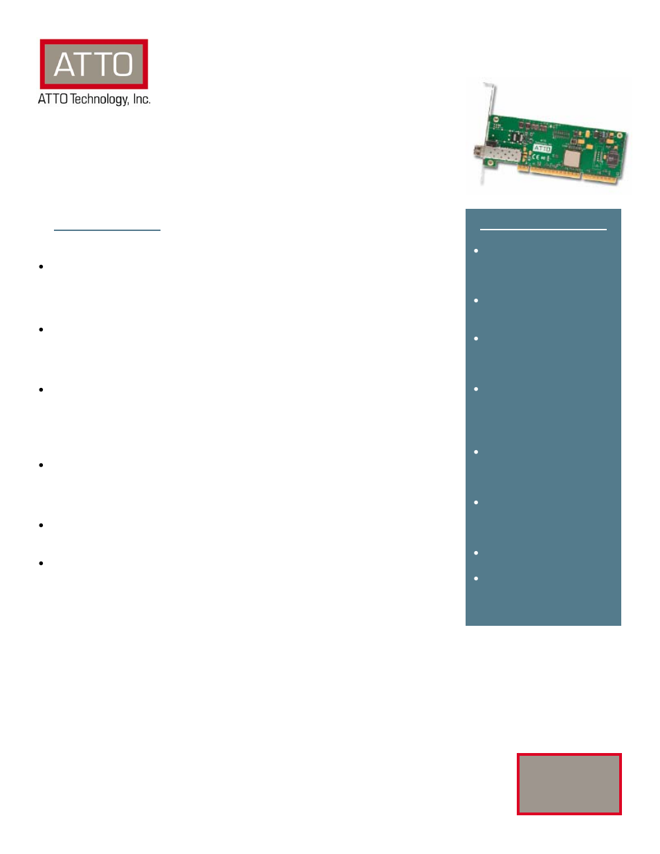ATTO Technology ATTO Celerity FC-41XS User Manual | 2 pages