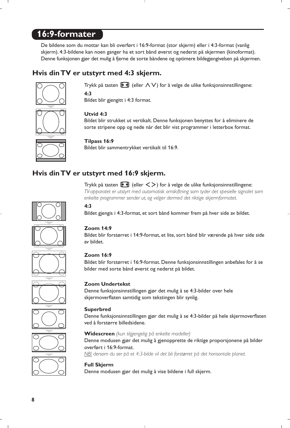 9-formater | Philips Flat TV User Manual | Page 108 / 172