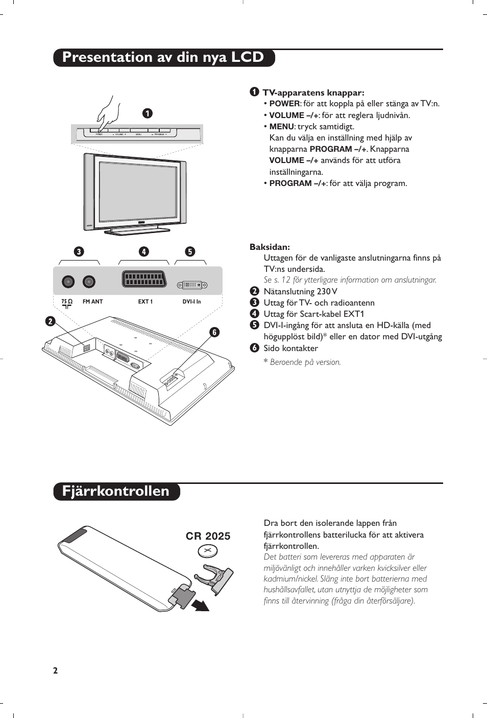Presentation av din nya lcd fjärrkontrollen | Philips Flat TV User Manual | Page 116 / 172