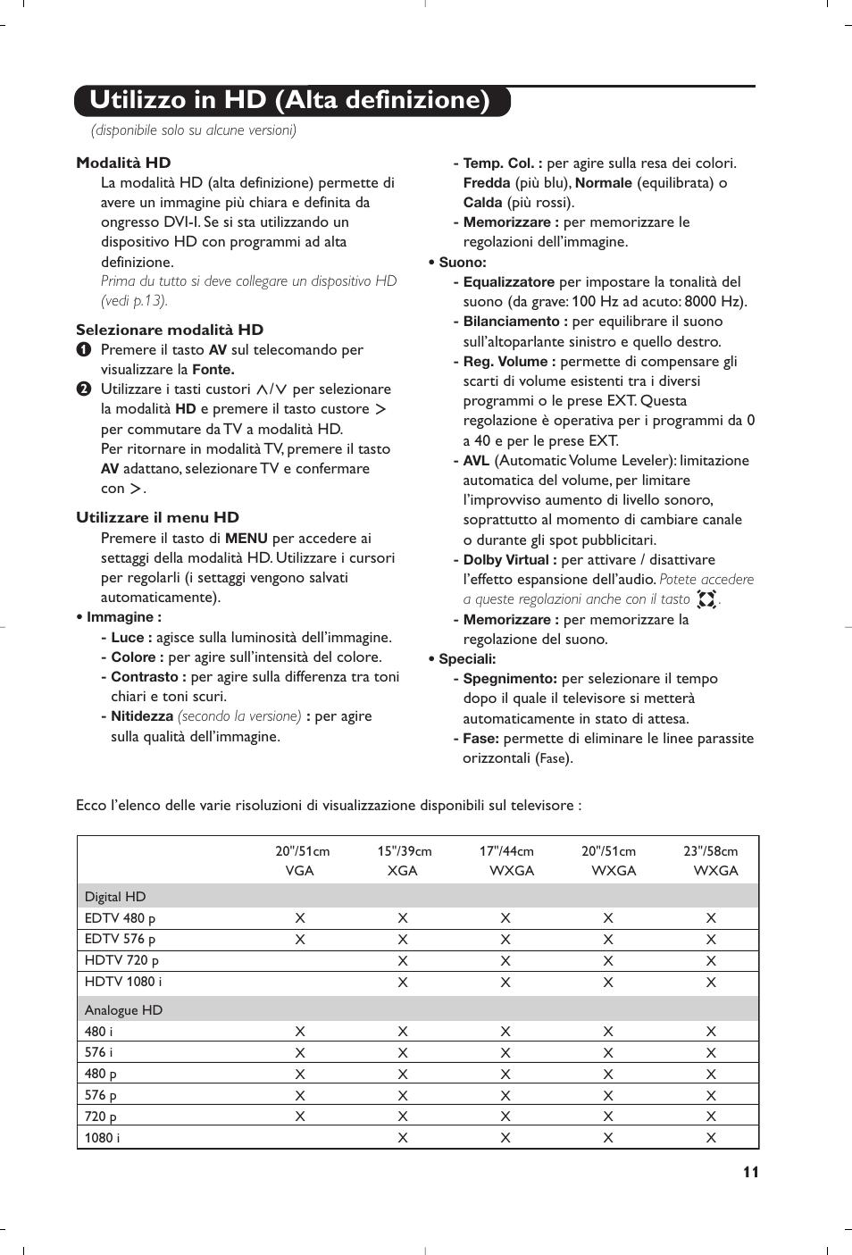 Utilizzo in hd (alta definizione) | Philips Flat TV User Manual | Page 55 / 172