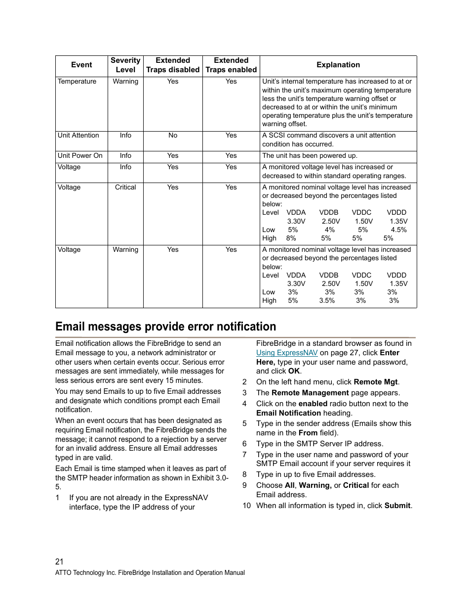 Email messages provide error notification | ATTO Technology 2400C/R/D User Manual | Page 26 / 50
