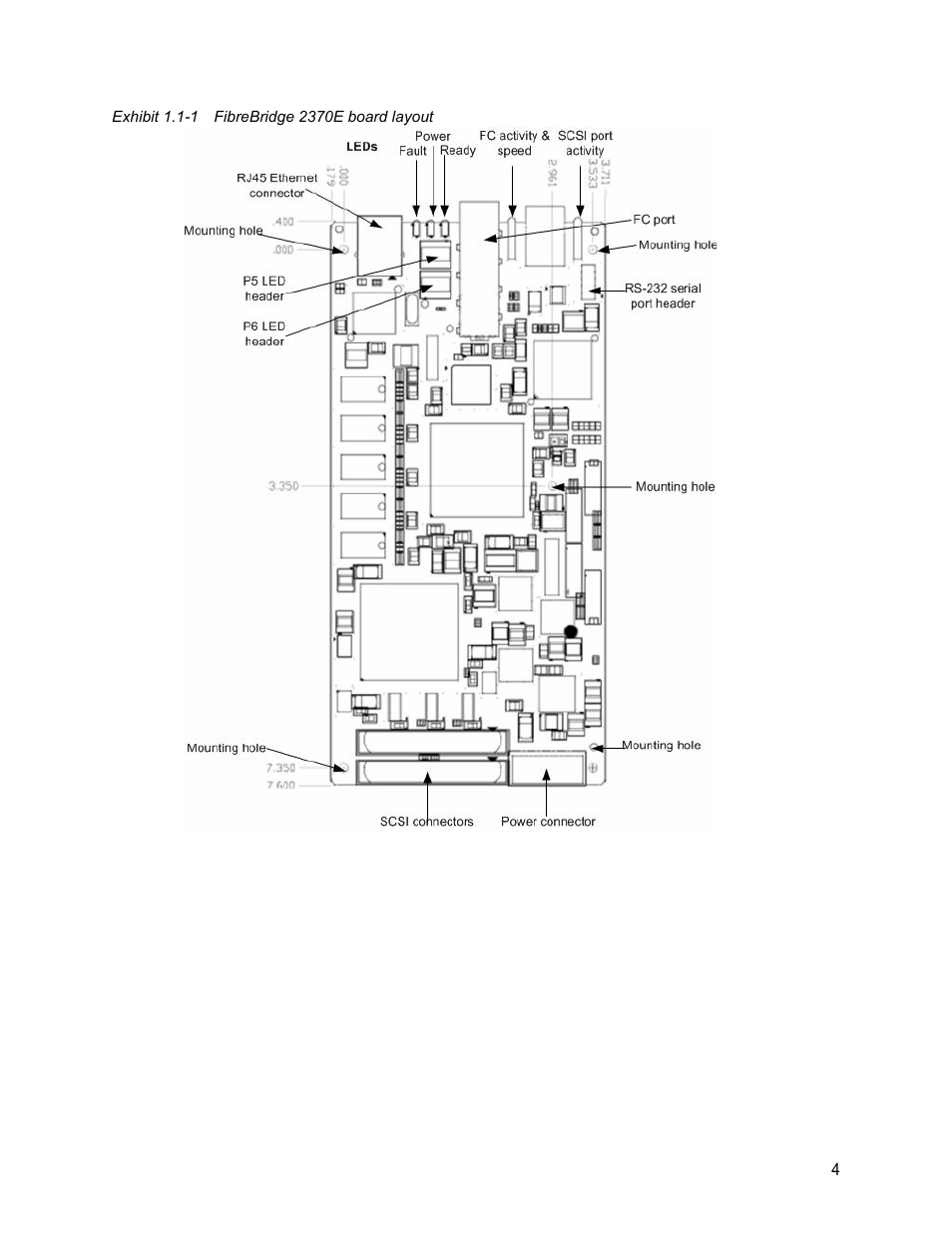 Exhibit 1.1-1 fibrebridge 2370e board layout | ATTO Technology 2400C/R/D User Manual | Page 9 / 50