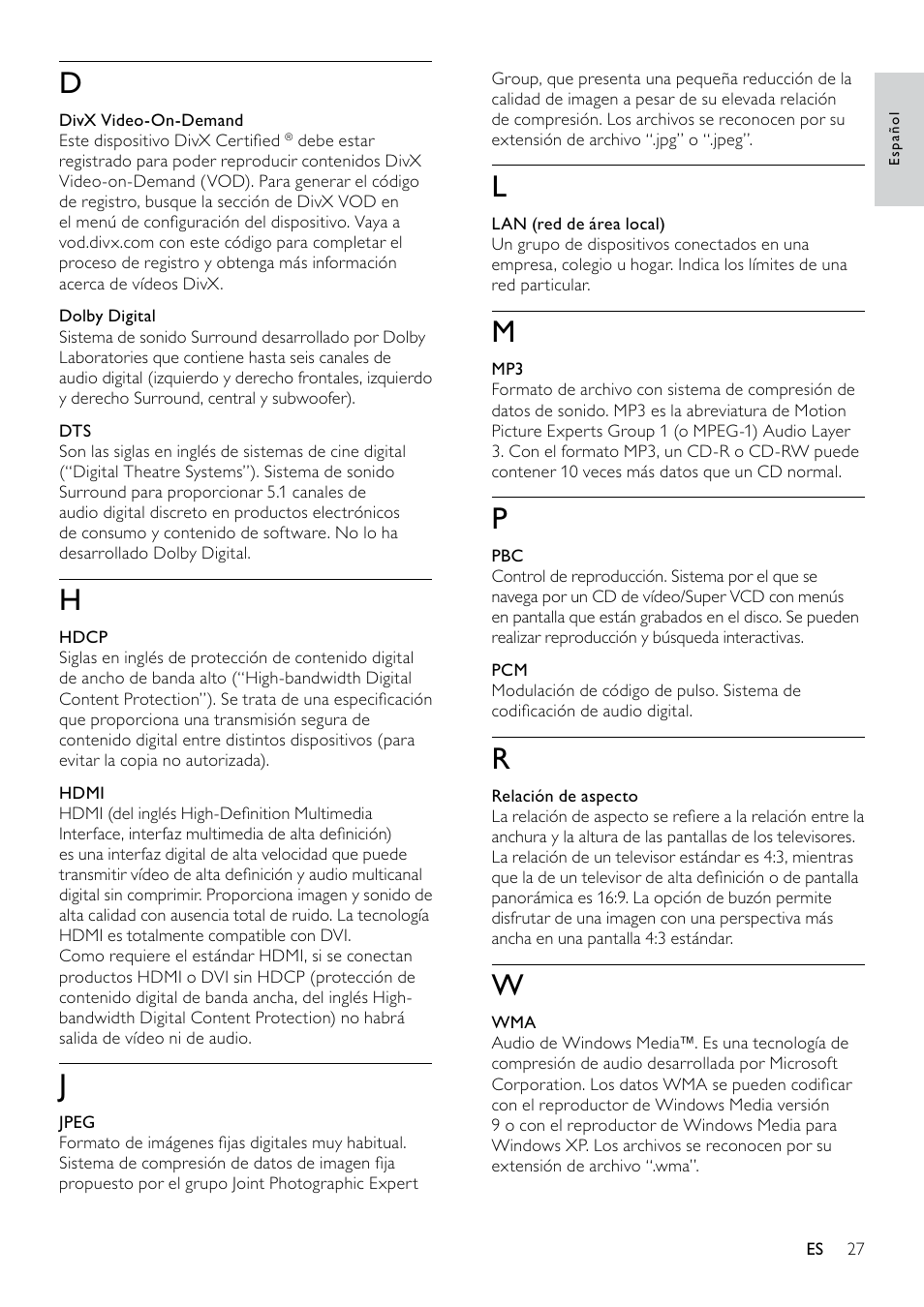 Philips 5000 series Reproductor de Blu-ray Disc User Manual | Page 27 / 53