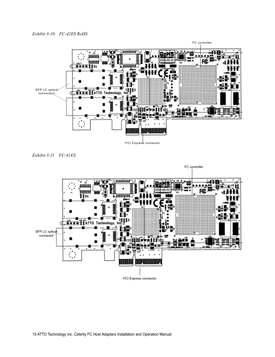 Exhibit 3-10 fc-42es rohs, Exhibit 3-11 fc-41es | ATTO Technology Celerity FC host adapters FC-44ES 4-Gb User Manual | Page 20 / 35