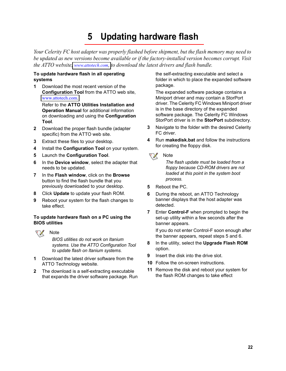 5 updating hardware flash | ATTO Technology Celerity FC host adapters FC-44ES 4-Gb User Manual | Page 27 / 35