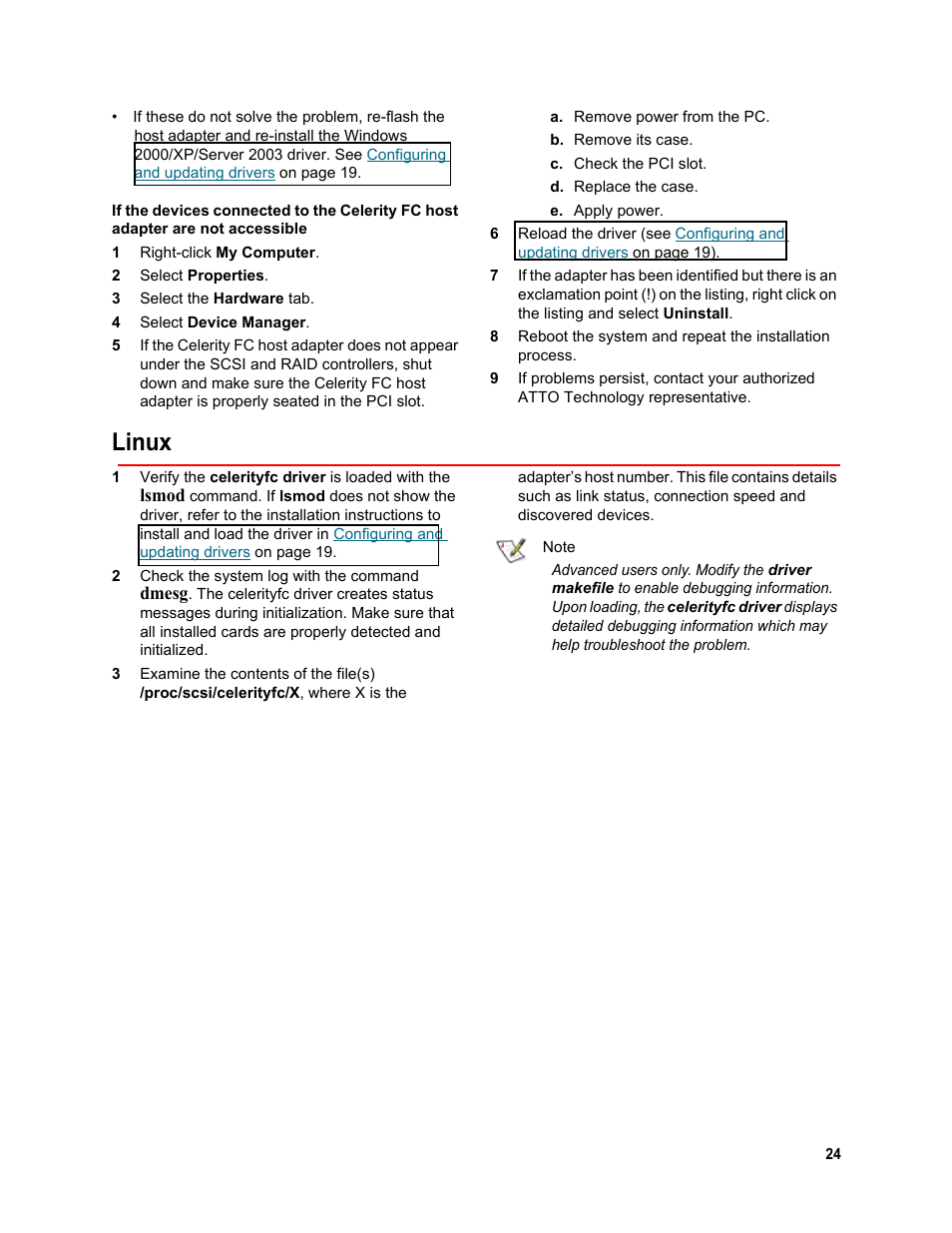 Linux | ATTO Technology Celerity FC host adapters FC-44ES 4-Gb User Manual | Page 29 / 35