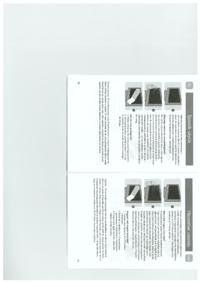 Sposób uzycia, Sposób uzycia hasznâlati utasitâs | Philips Kit de limpieza de pantallas User Manual | Page 7 / 9