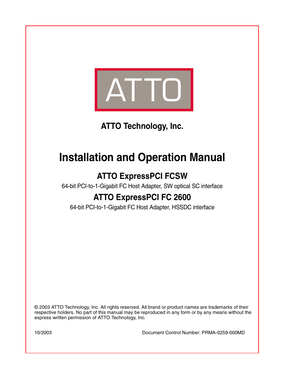 ATTO Technology FCSW User Manual | 17 pages