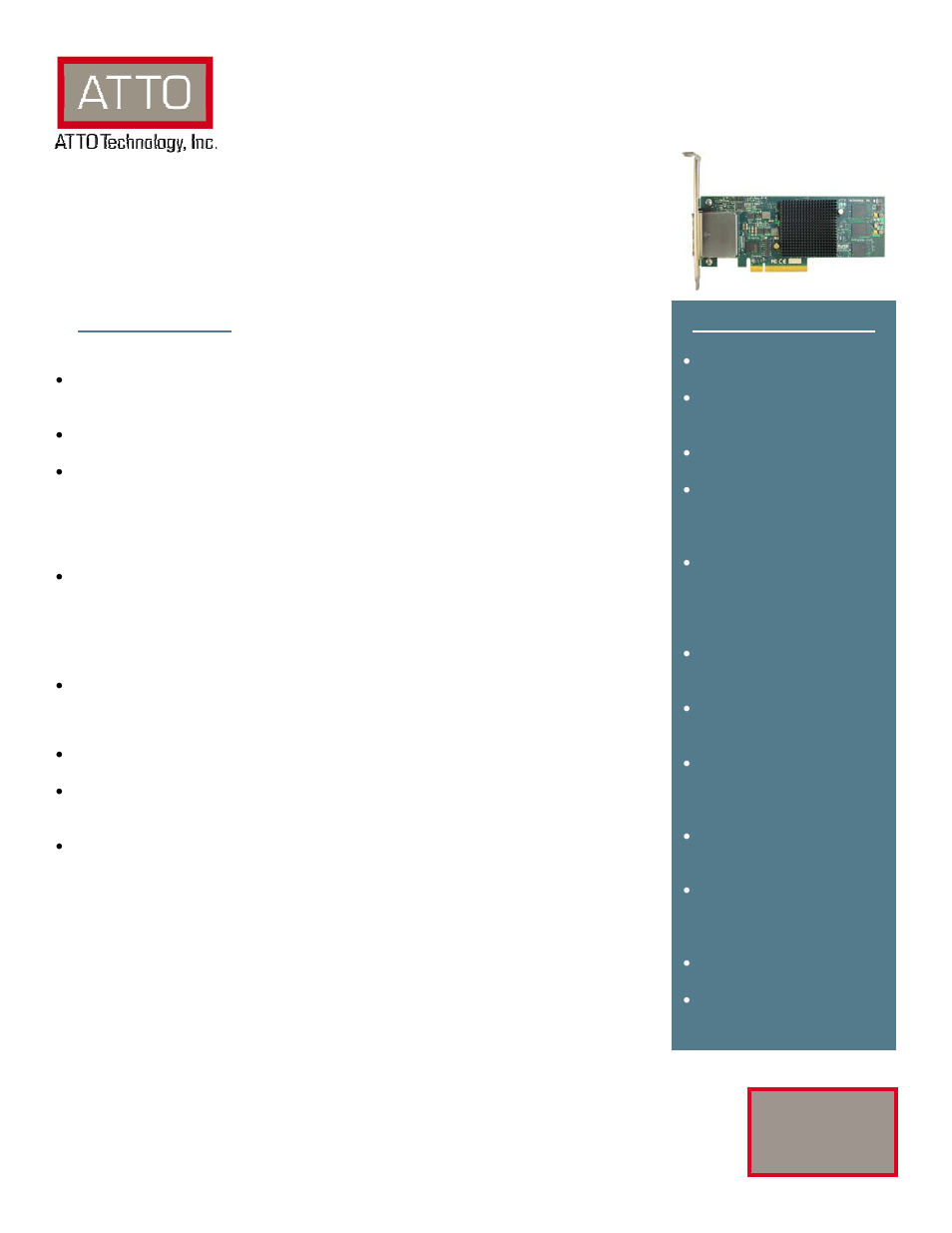 ATTO Technology Low-Profile SAS RAID Adapter R380 User Manual | 2 pages