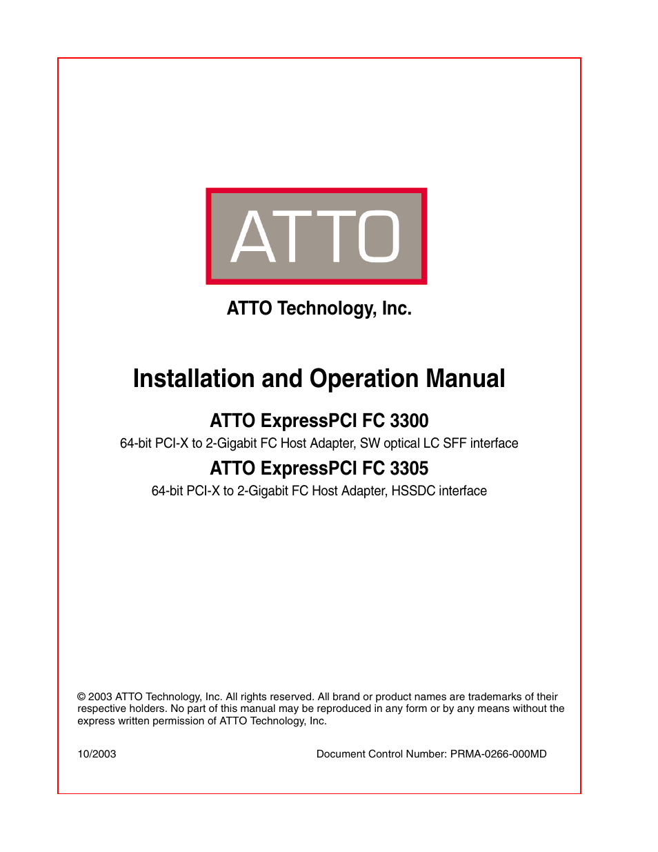 ATTO Technology FC 3300 User Manual | 17 pages