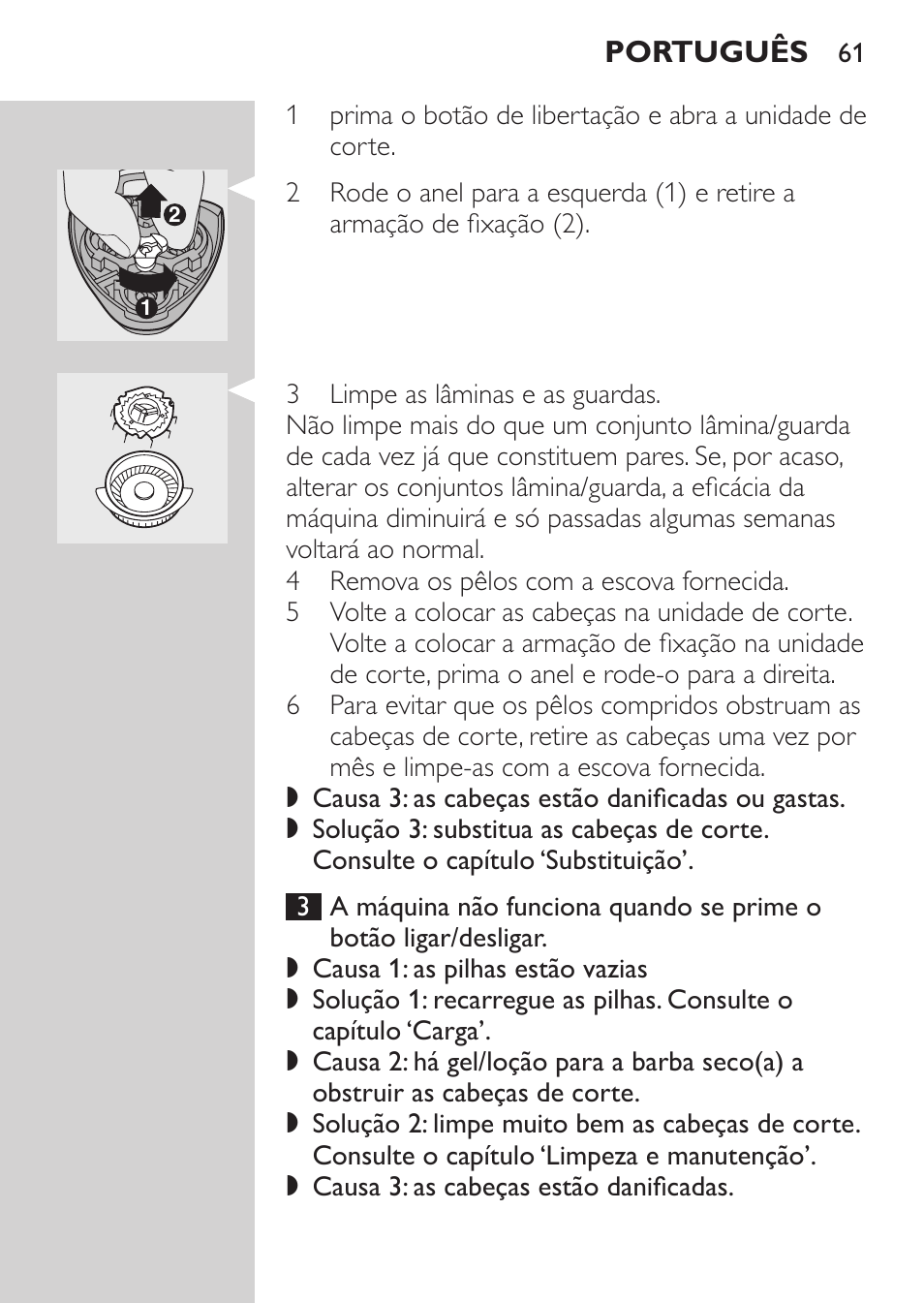 Português | Philips Afeitadora NIVEA FOR MEN User Manual | Page 59 / 92