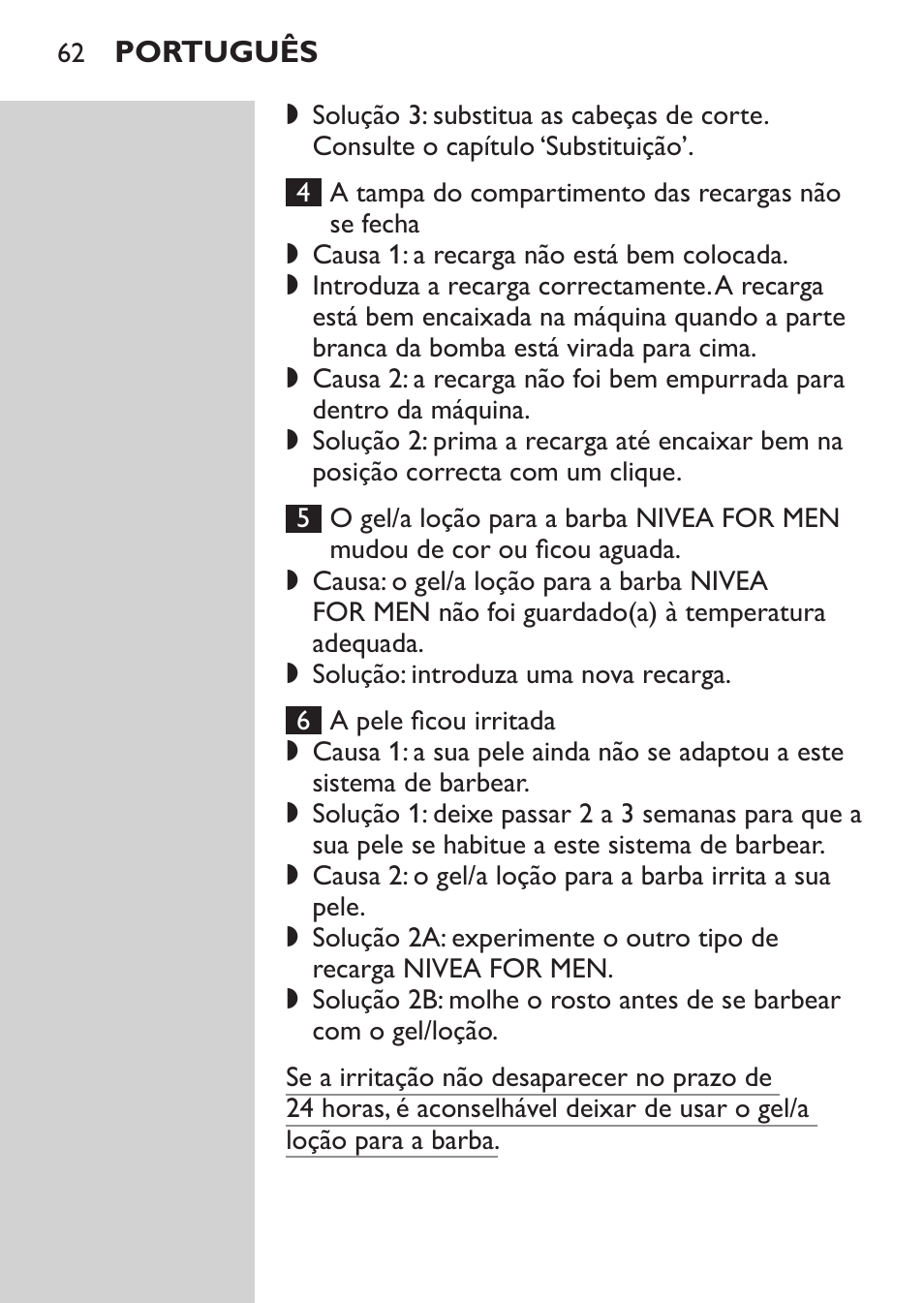 Philips Afeitadora NIVEA FOR MEN User Manual | Page 60 / 92
