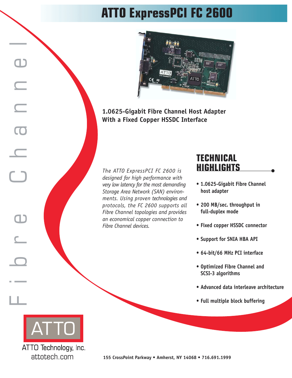 ATTO Technology PCI FC 2600 User Manual | 2 pages