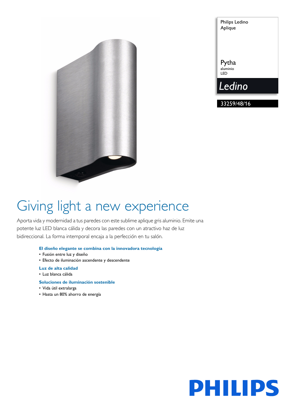 Philips Ledino Aplique User Manual | 2 pages