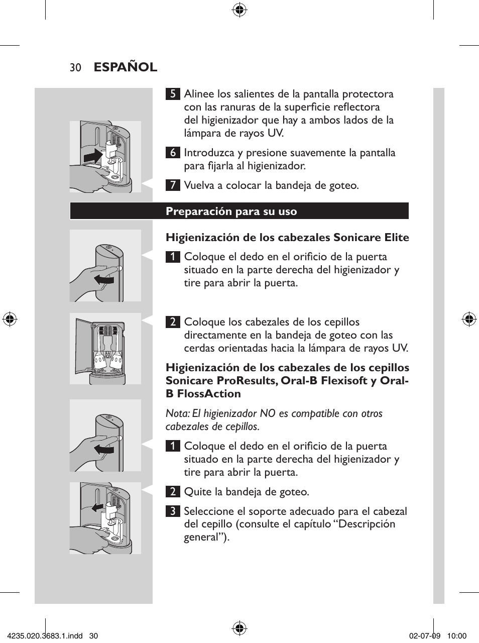 Philips Sonicare Higienizador por rayos UV User Manual | Page 30 / 96