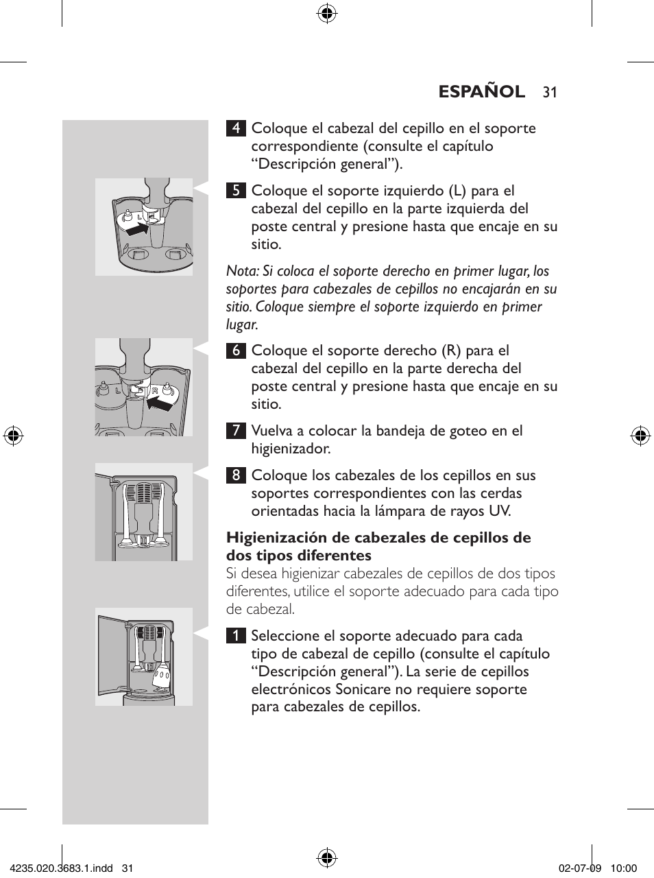 Philips Sonicare Higienizador por rayos UV User Manual | Page 31 / 96