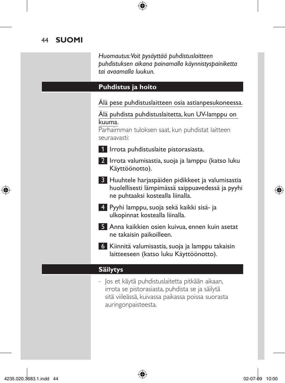 Philips Sonicare Higienizador por rayos UV User Manual | Page 44 / 96