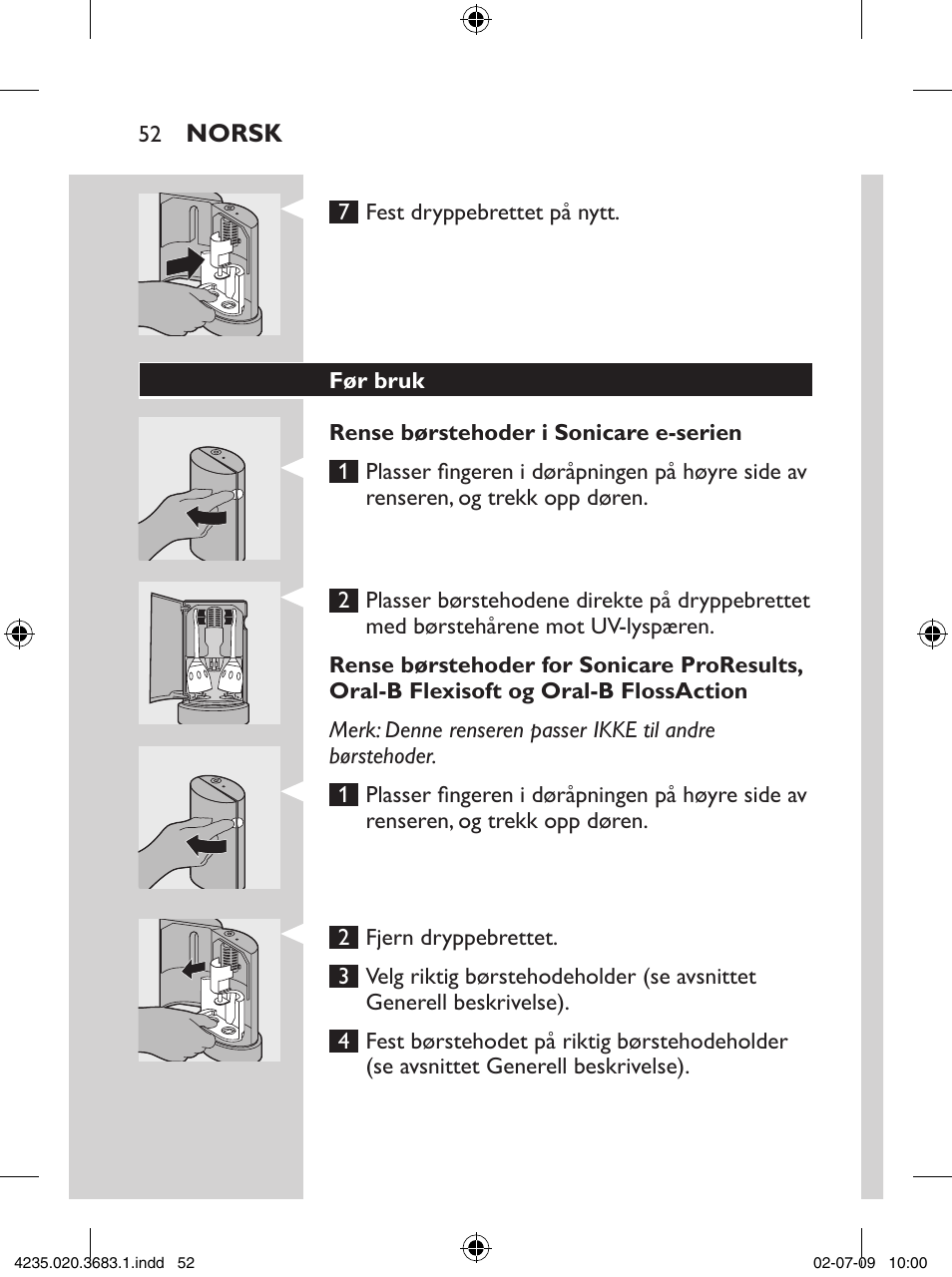 Philips Sonicare Higienizador por rayos UV User Manual | Page 52 / 96