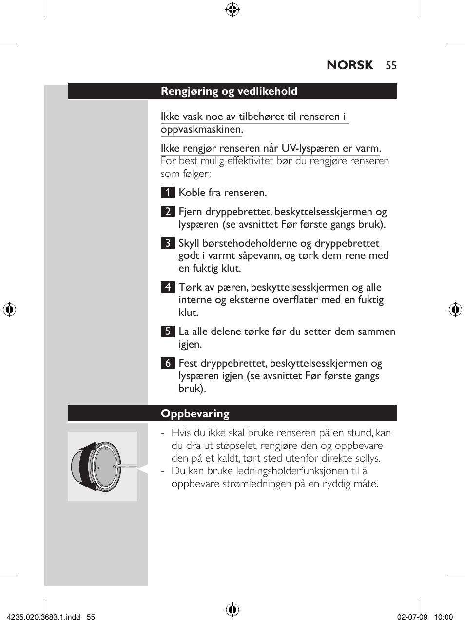 Philips Sonicare Higienizador por rayos UV User Manual | Page 55 / 96